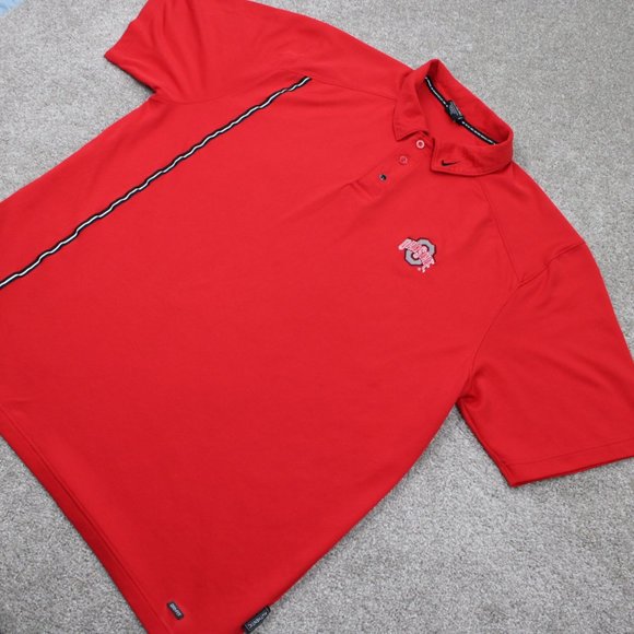 Nike Ohio State Buckeyes Polo Shirt Mens 2XL XXL Red Dri-Fit Pearl Snap S/S - Picture 6 of 16